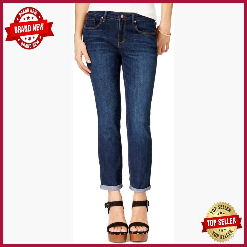 Skinny Crop Ankle Jeans Roll Cuff Mid Rise Stretch Denim Women's Pants